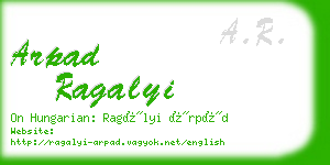 arpad ragalyi business card